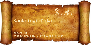 Kankrinyi Antal névjegykártya
